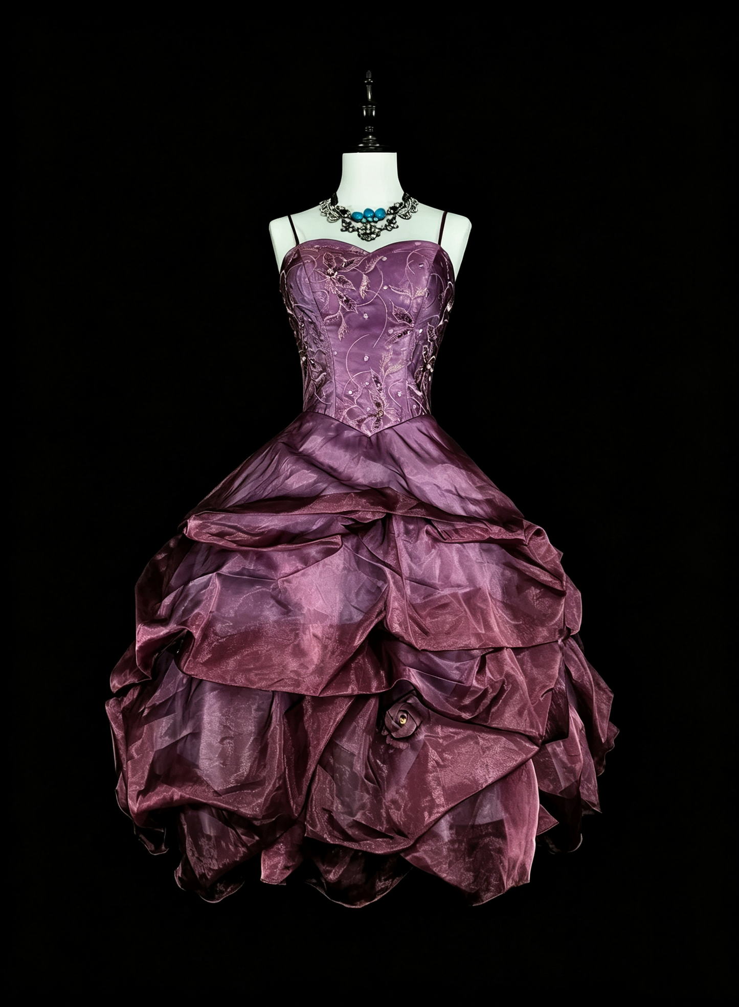Charming Spaghetti Straps Tulle Pleated Embroidered Short Birthday Prom Dress,Purple A Line Mini Homecoming Dress D4063