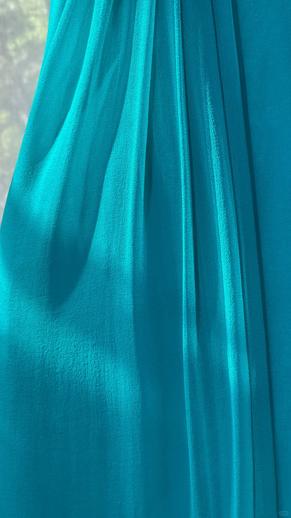 Elegant One Shoulder Blue Chiffon Long Prom Dress Formal Party Gown D869