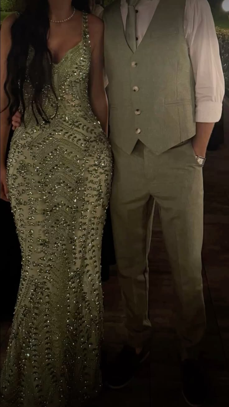 Gorgeous Spaghetti Straps Green Satin Beaded Mermaid Long Prom Dress Evening Dress D4695