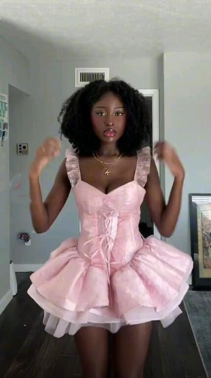 Cute Pink Satin Tulle Short Homecoming Dress Cocktail Dress D4456