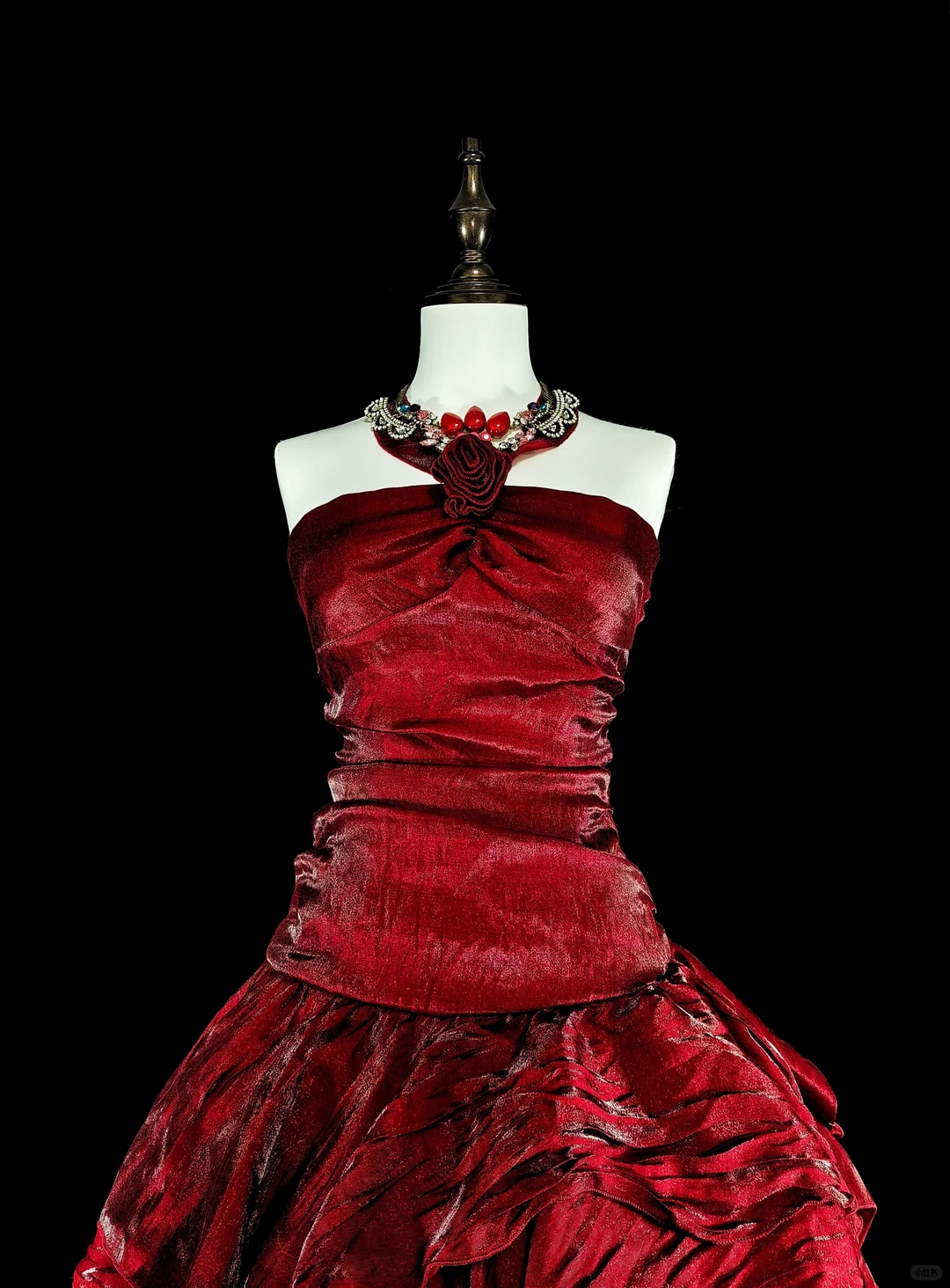 Sexy Halter Red Satin Ruffle A Line Short Birthday Dress,Formal Graduation Homecoming Dress D4040