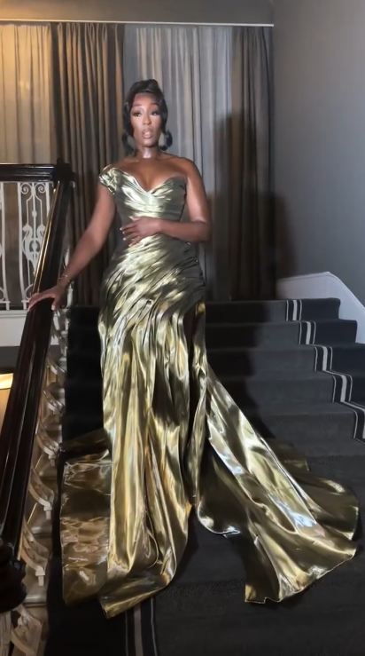Pretty Strapless Satin Pleated Olive Green Mermaid Slit Long Party Dress Evening Gowns D5135