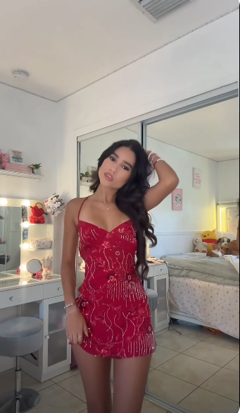 Pretty Halter Satin Sequin Beaded Sheath Cocktail Dress,Red Short Graduation Homecoming Dress D3408
