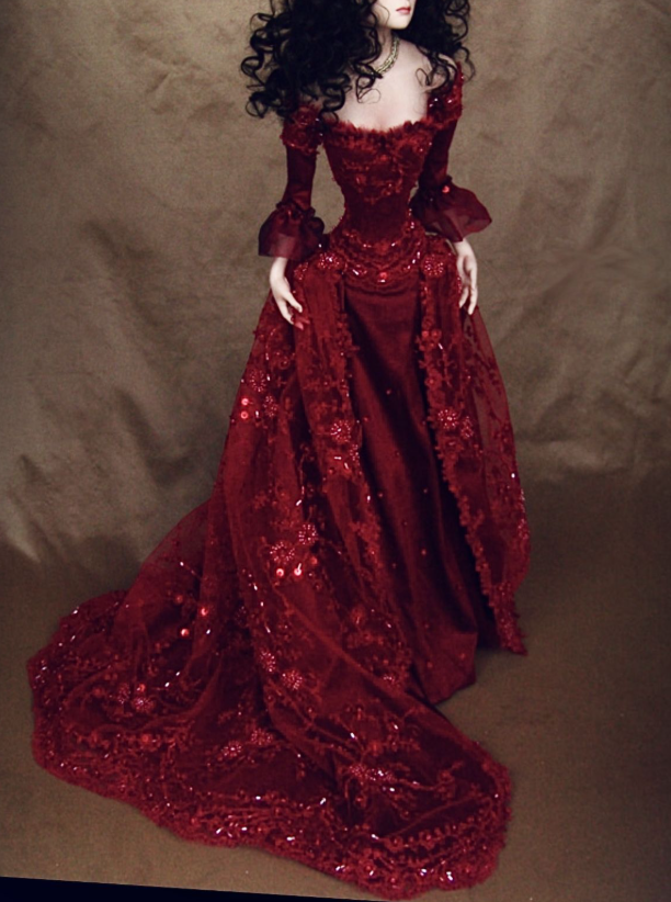 Vintage Red Satin Tulle Sequin Lace Appliques Mermaid Evening Dress Long Prom Dress D1128