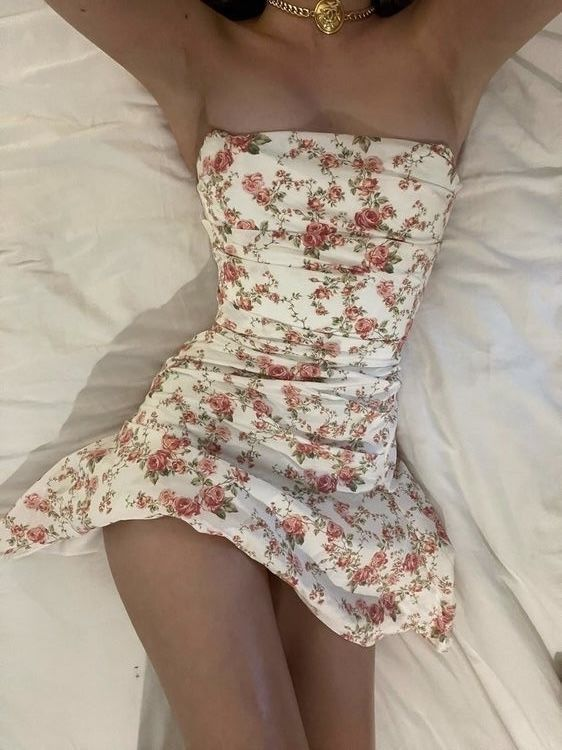 Classy Strapless Satin Printed Floral Short Homecoming Dress Cocktail Dress D3221