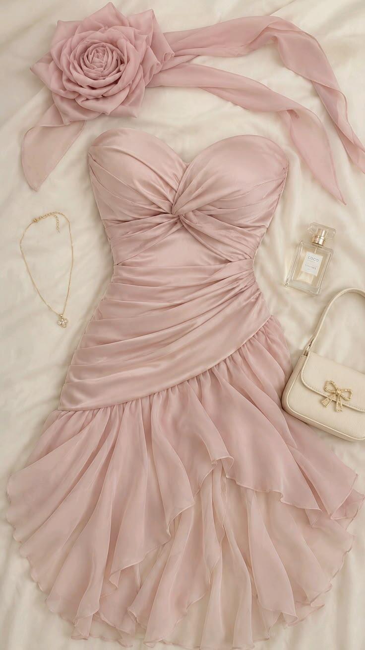 Sweet Pink Satin Chiffon Short 16 Birthday Outfits,Sweetheart Neck Mini Homecoming Dress D4136