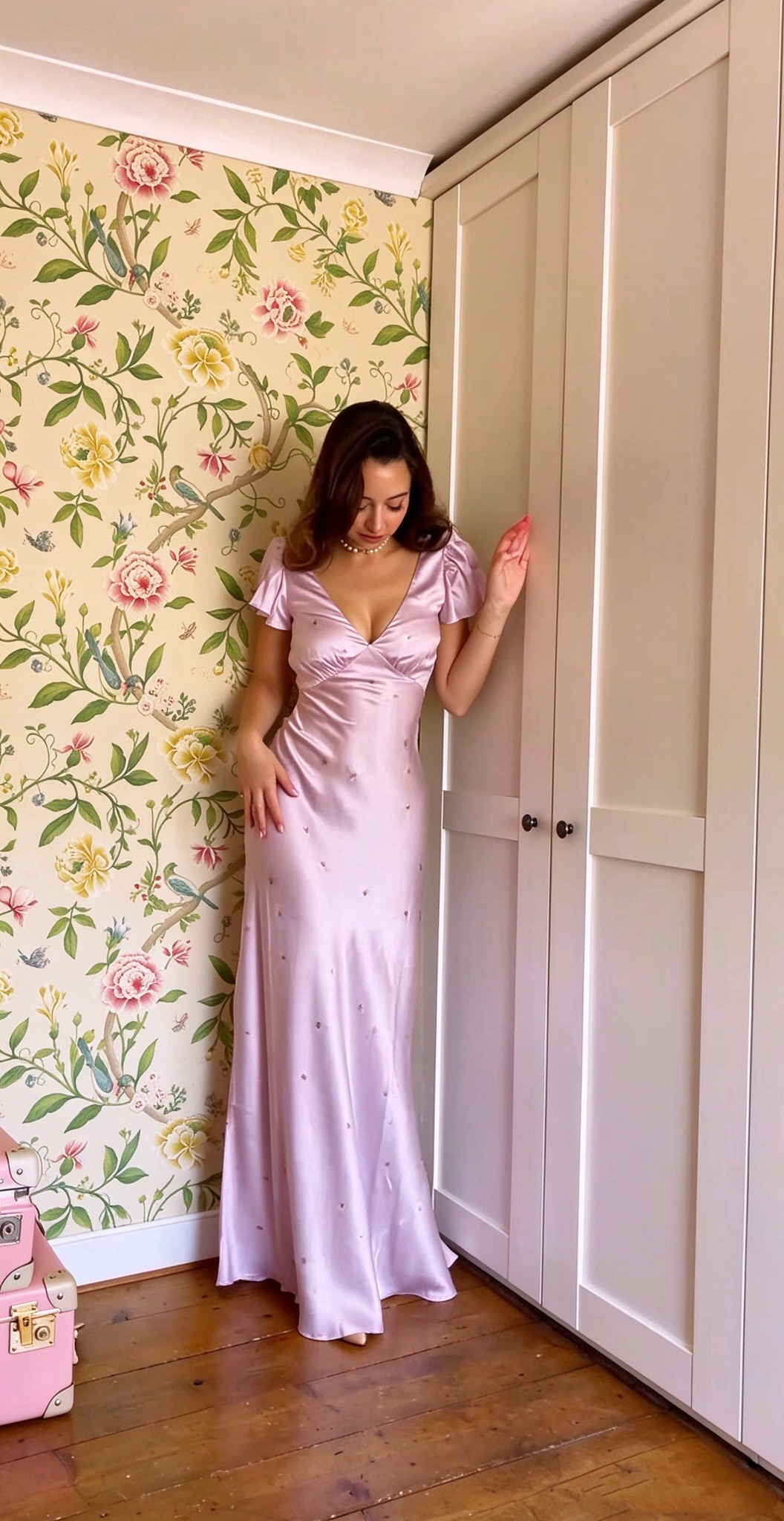 Pretty Purple Satin Beaded Long Party Dress V Neck Mermaid Birthday Prom Gowns D5117