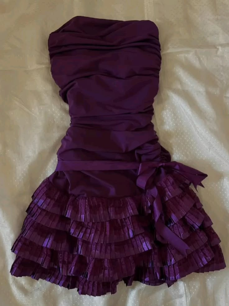 Sexy Purple Strapless Satin Layered A Line Short 17th Birthday Outfits,Formal Graduation Homecoming Dress D3658