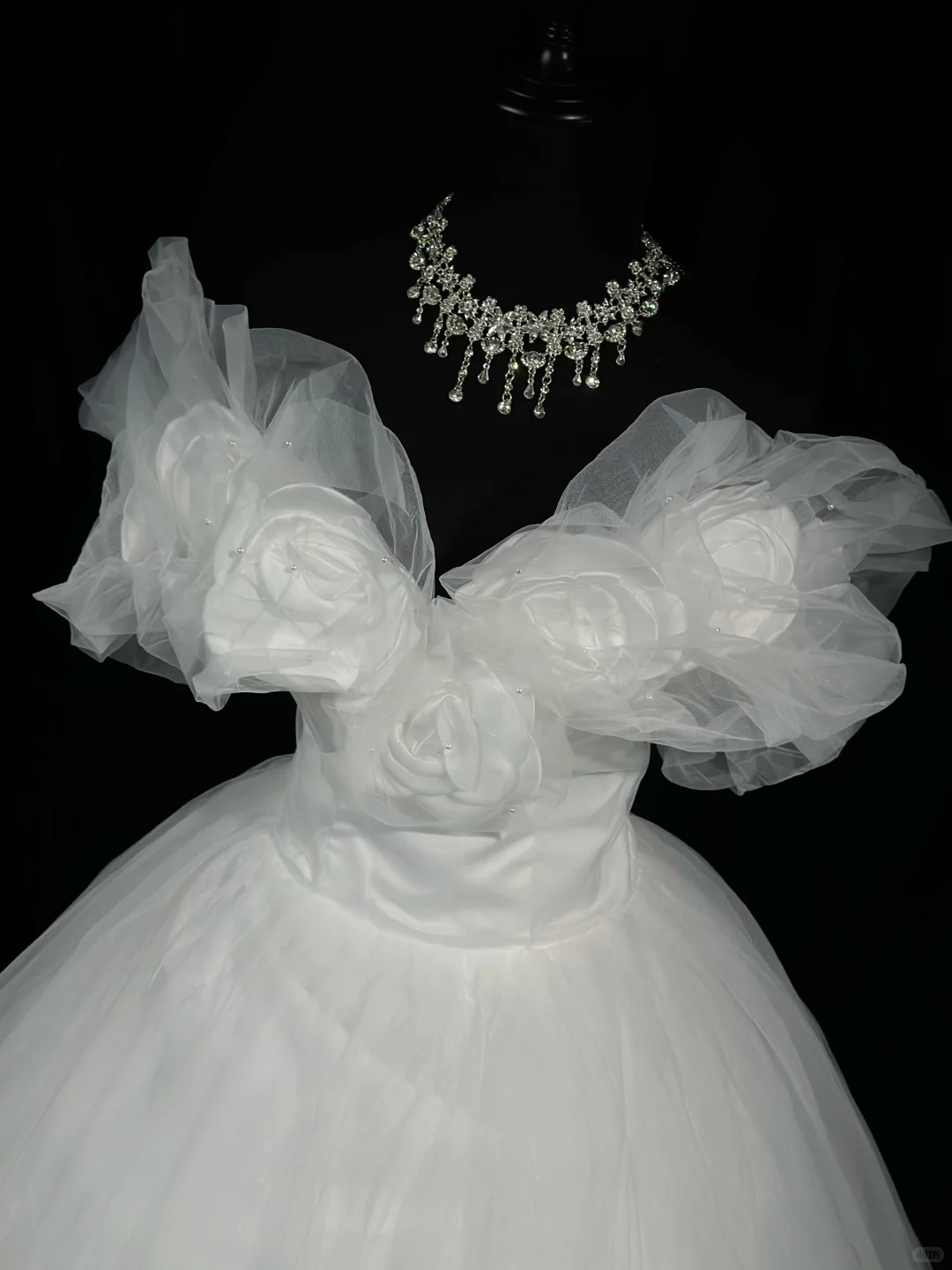 Fairy Ball Gown Off The Sholder 3D Flowers White Tulle Beaded Long Evening Dress Birthday Dress D2507