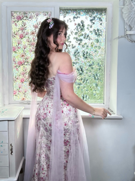 Pretty Pink Off The Shoulder Satin Print Floral Mermaid Long Party Dress Prom Dress D3561