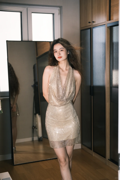 Gorgeous Halter Sequin Sheath Short Homecoming Dress Birthday Dress D5081
