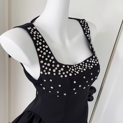 Black A Line Sleeveless Short Birthday Dress Cocktail Dress S220