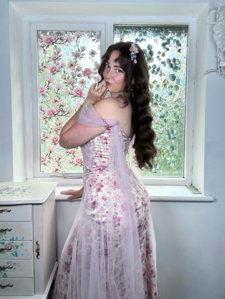 Pretty Pink Off The Shoulder Satin Print Floral Mermaid Long Party Dress Prom Dress D3561