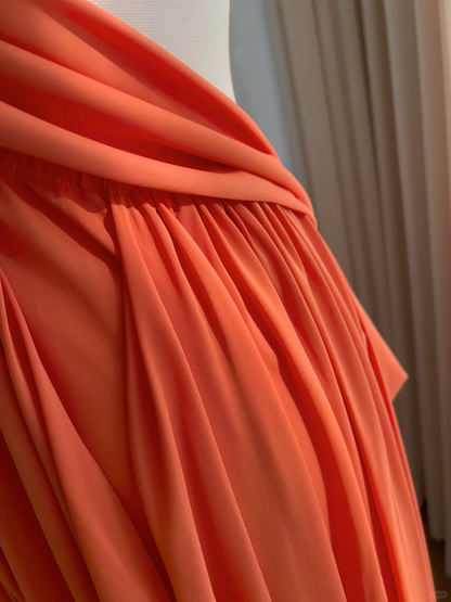 Sexy One Shoulder Orange Chiffon A Line Long Evening Dress Backless Prom Gown D2983