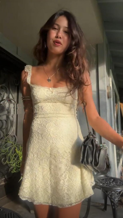 Elegant Spaghetti Straps Beige Lace A Line Short Homecoming Dress Birthday Outfits D3224