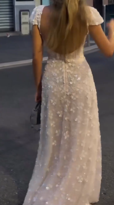 Pretty White Tulle A Line Long Party Dress Formal Prom Dresses D944