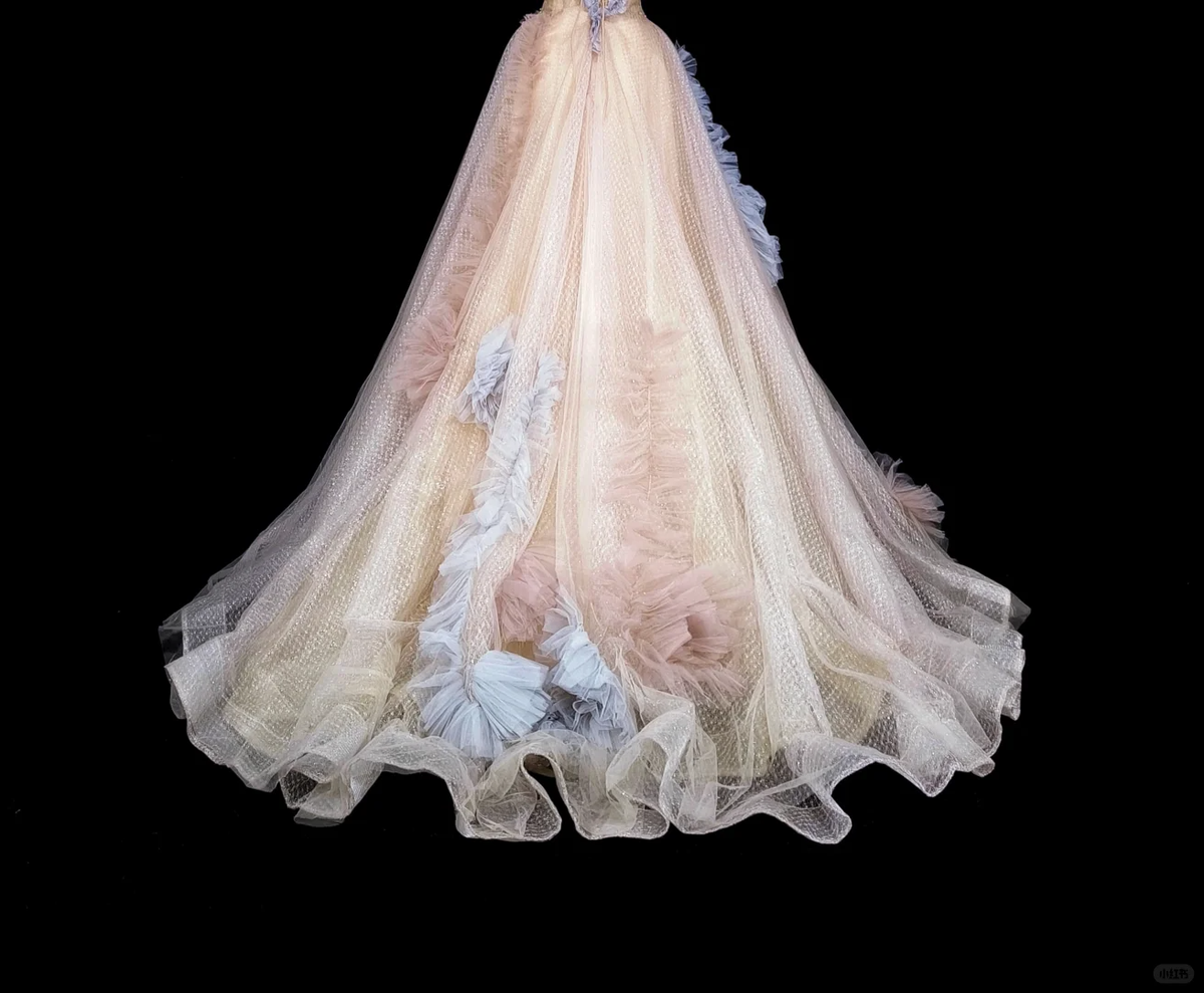 Classy Off The Shoulder Pink Tulle Pleated Ruffles Long Evening Dress Prom Dress D5389