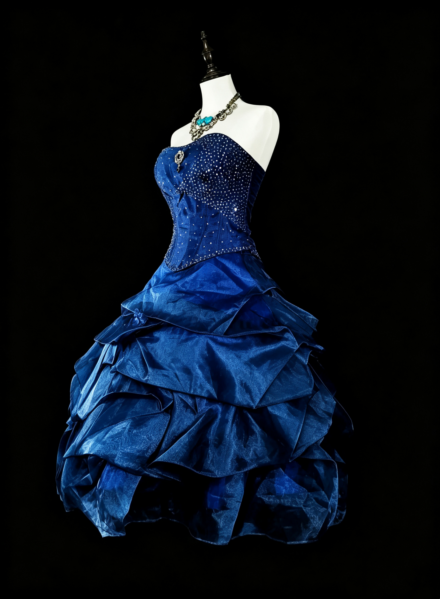 Pretty Blue Strapless Satin Tulle Pleated Beaded A Line Short Homecoming Dress Cocktail Dress D4061