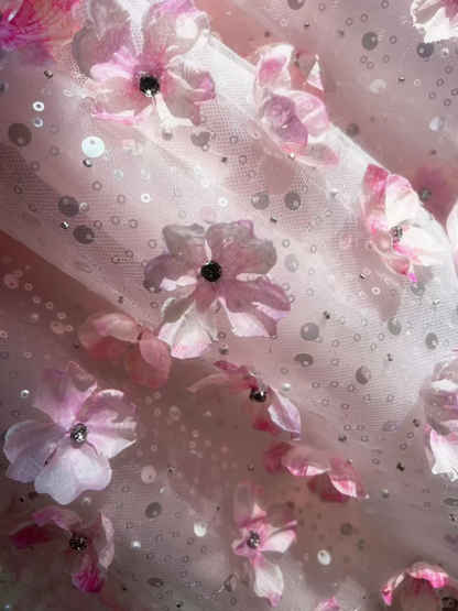 Pretty Pink Strapless Tulle Sequin Floral A Line Short Graduation Homecoming Dress Mini Birthday Outfits D2940