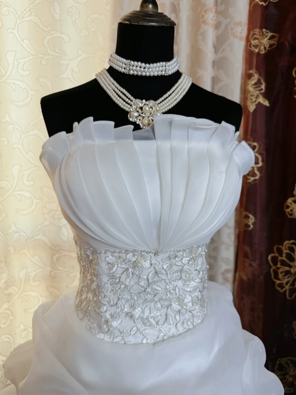 Classy Strapless White Tulle Pleated Sheath Short 19th Birthday Outfits Homecoming Dress D729