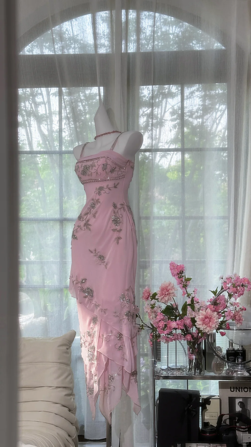 Retro Spaghetti Straps Purple Satin Organza Pleated Layered Mermaid Prom Dress Long Party Dress SP1366