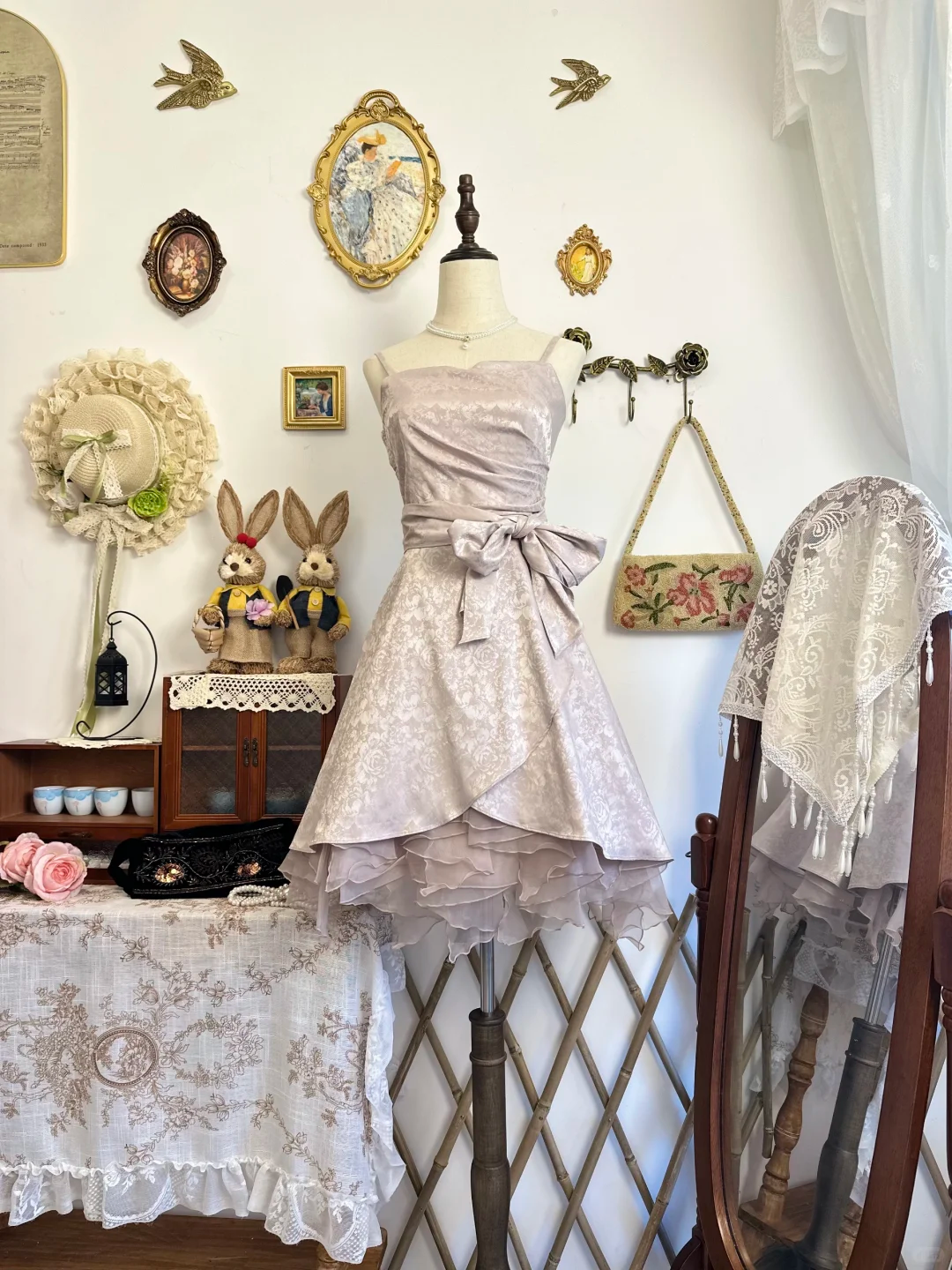 Vintage Satin Print Floral A Line Short Party Dress Homecoming Dress D308