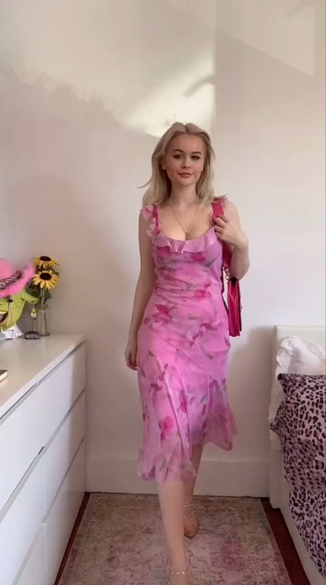 Classy Hot Pink Chiffon Print Floral Mermaid Long Party Dress Evening Dress D3412