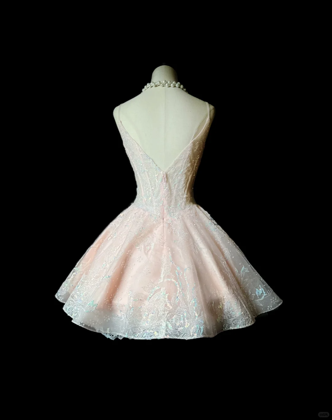 Glitter Pink Spaghetti Straps Tulle Sequin A Line Short Homecoming Dress Mini Party Dress D3252