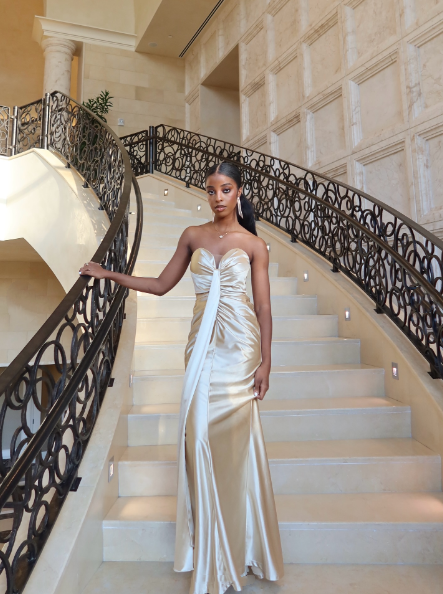 Sexy Sweetheart Neck Satin Mermaid Party Dress Champagne Long Prom Dresses D4975