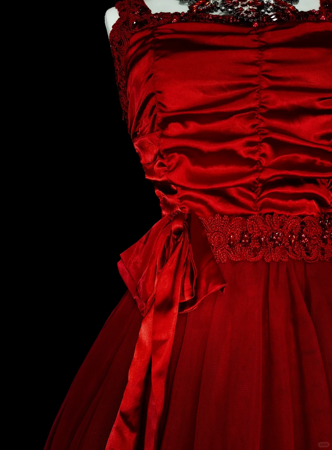 Elegant Spaghetti Straps Satin Tulle Beaded A Line Short Graduation Homecoming Dress,Red Short Birthday Dress D4052