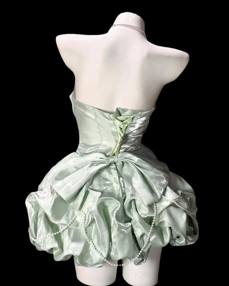 Cute Light Green Satin Bow A Line Short 6th Grade Homecoming Dress,Sweetheart Neck Short Prom Dress D4212