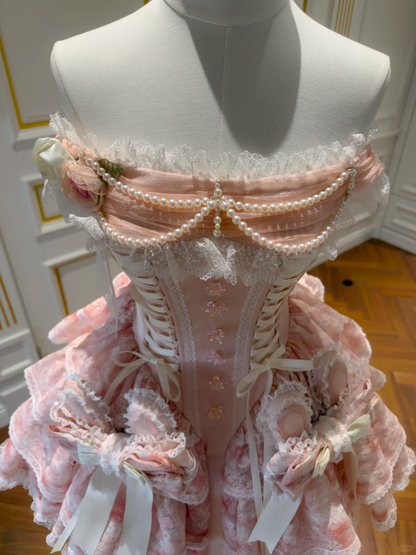 Charming Pink Lace Beaded Layered A Line Short Homecoming Dress Formal 16th Birthday Outfits D2955