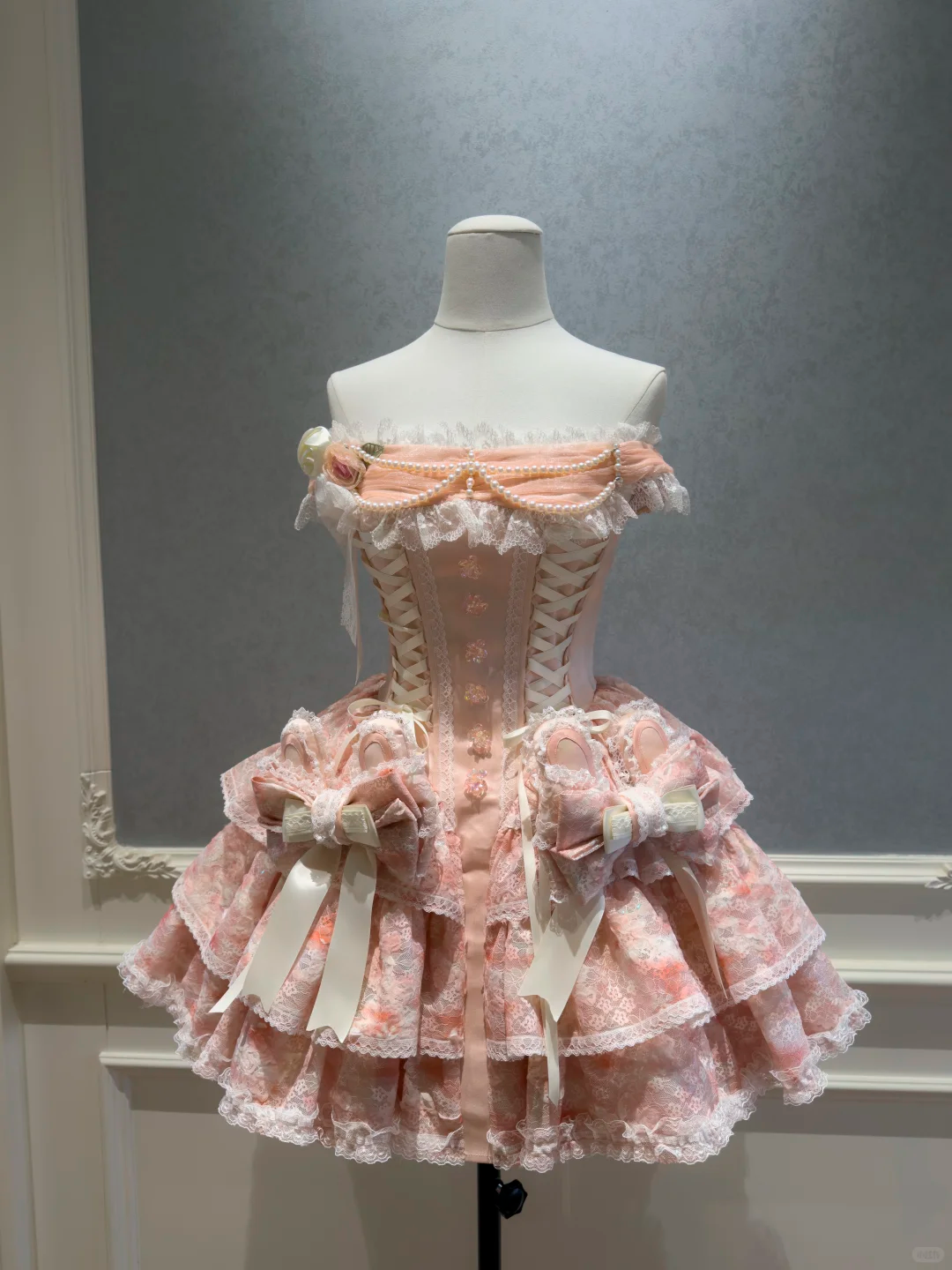 Charming Pink Lace Beaded Layered A Line Short Homecoming Dress Formal 16th Birthday Outfits D2955