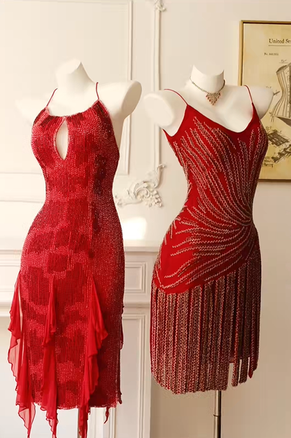 Vintage Red Sleeveless Sheath Prom Dress Birthday Party Gowns D2733