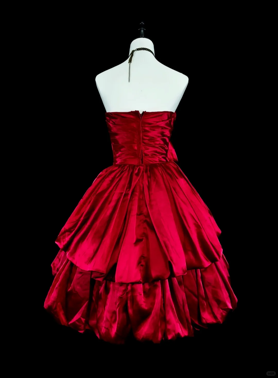 Fairy Bow Satin Layered A Line Short 17th Birthday Outfits,Red Short Party Dress D4066