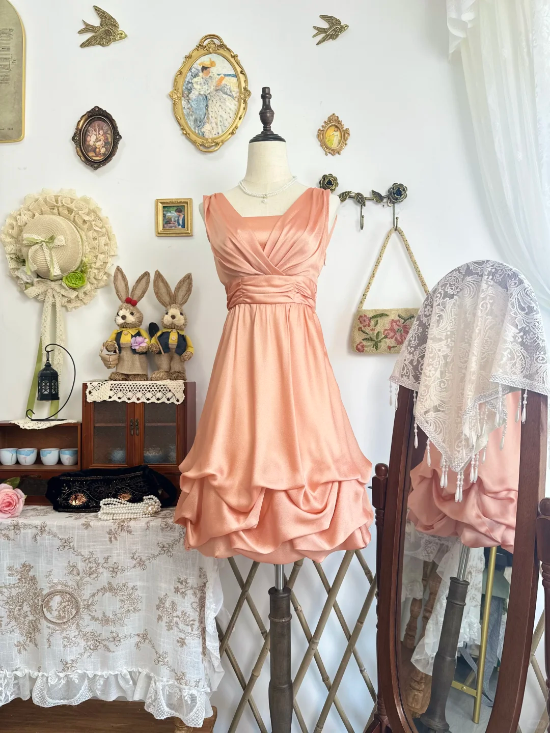 Simple Orange Satin Pleated Short Party Dress Formal Graduation Homecoming Dress D311