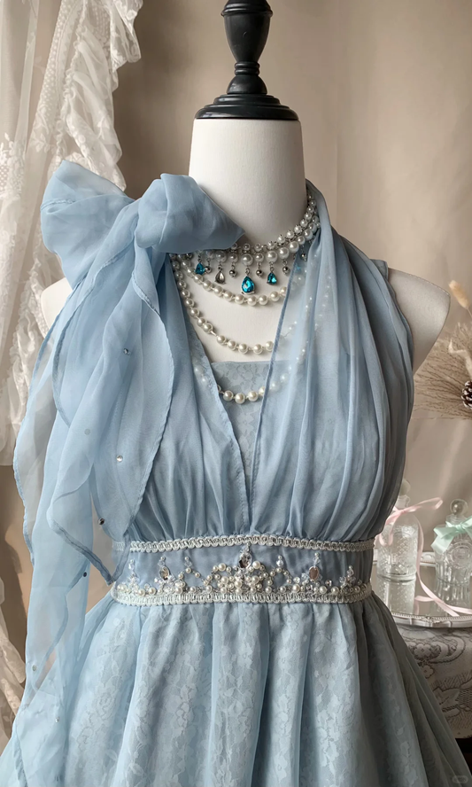 Pretty Halter Blue Chiffon Lace Beaded Short 16th Birthday Outfits,Formal Homecoming Dress D3186