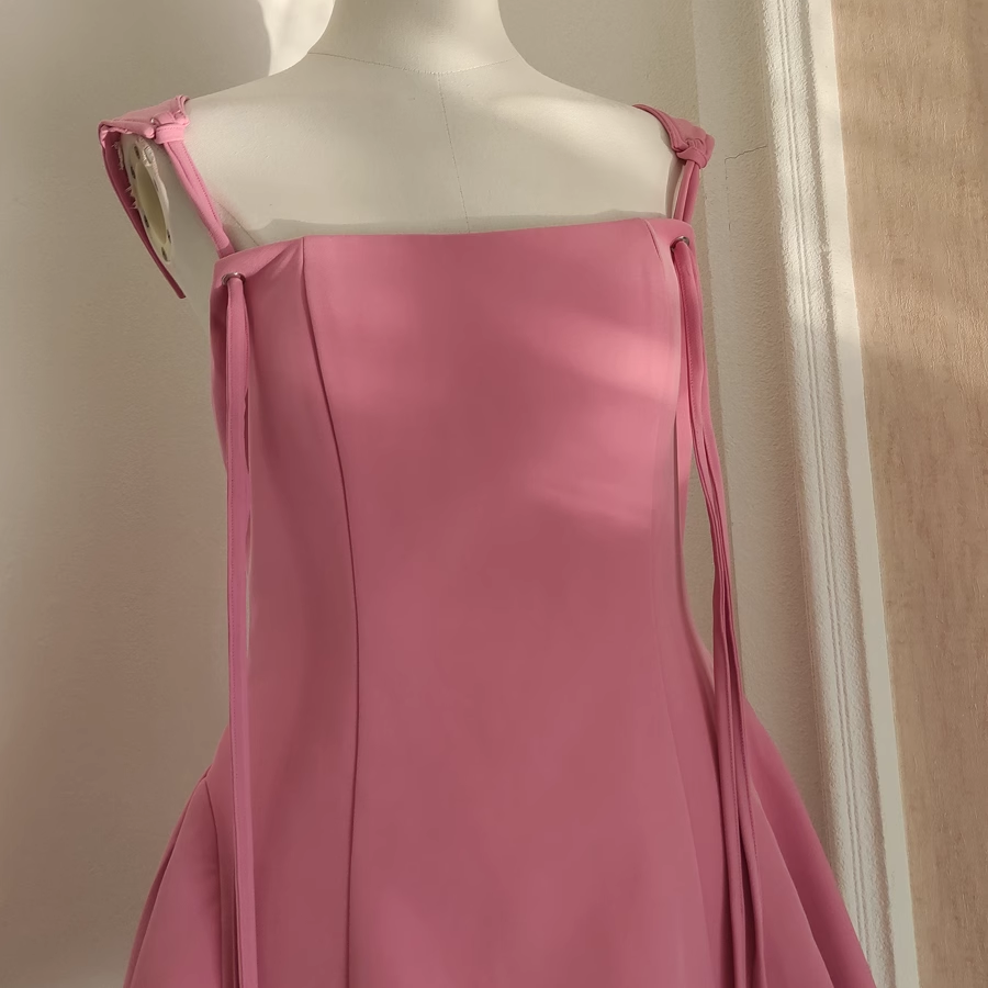 Cute A Line Straps Pink Satin Short Homecoming Dresses Birthday Outfits SD371