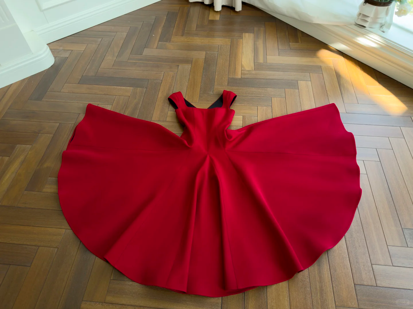 Fashion Sleeveless Satin A Line Long Wedding Guest Dress,Red Evening Dress Prom Dress D2988