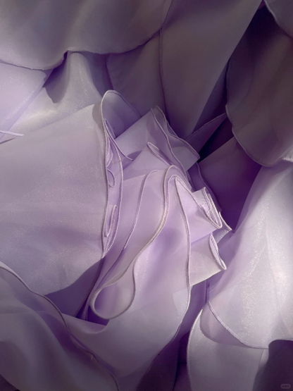 Glamorous Halter Chiffon Ruffle Layered Long Party Dress,Lavender Evening Gown D2994
