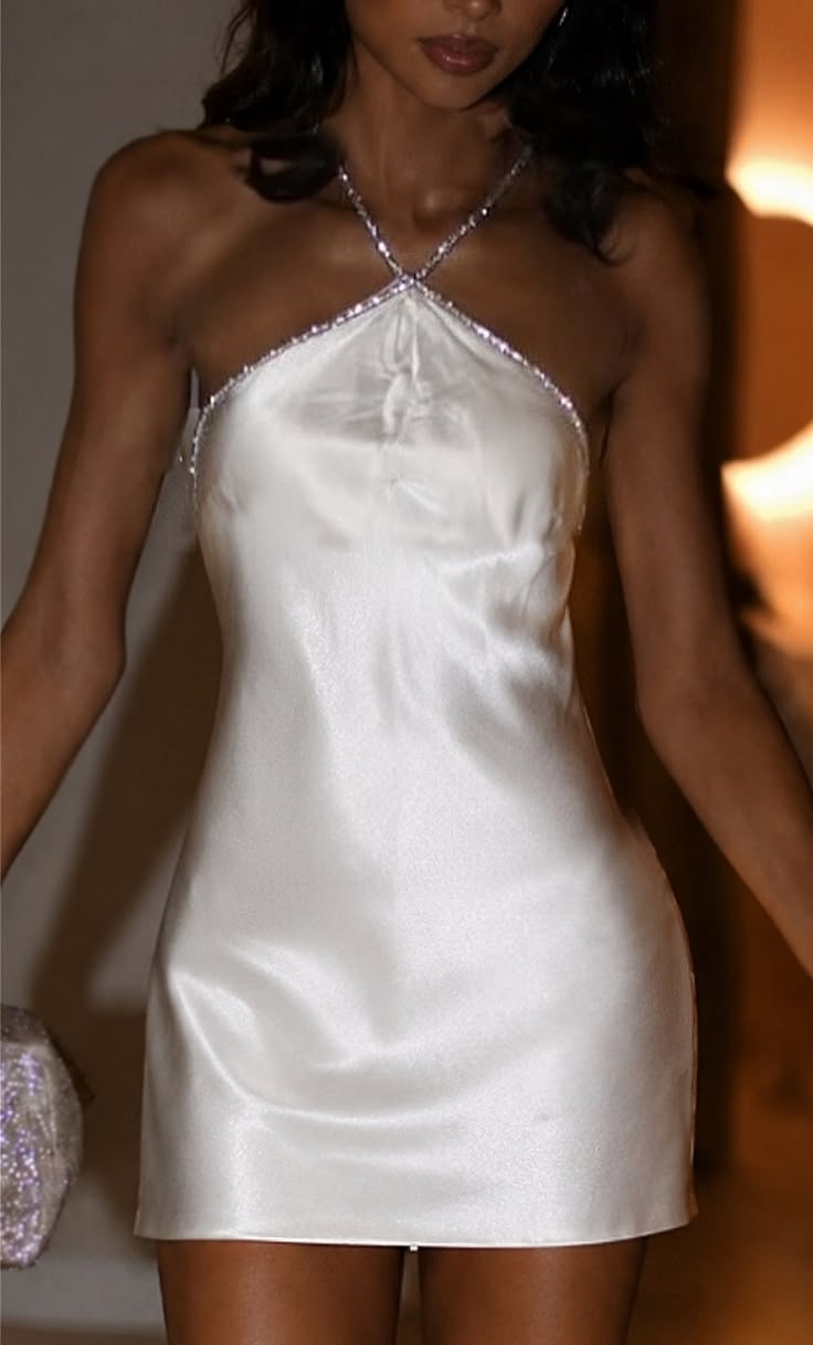 Classy White Satin Sheath Short 6th Grade Homecoming Dress,Halter Short Prom Dress D3906
