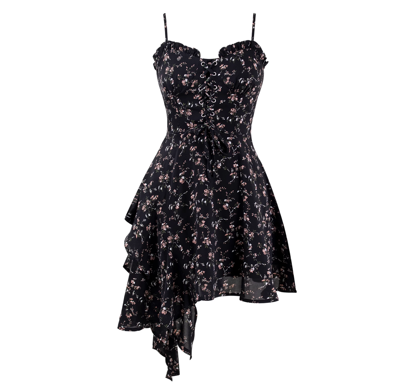 Women's Irregular Floral Suspender Dress Holiday Dresses SD231