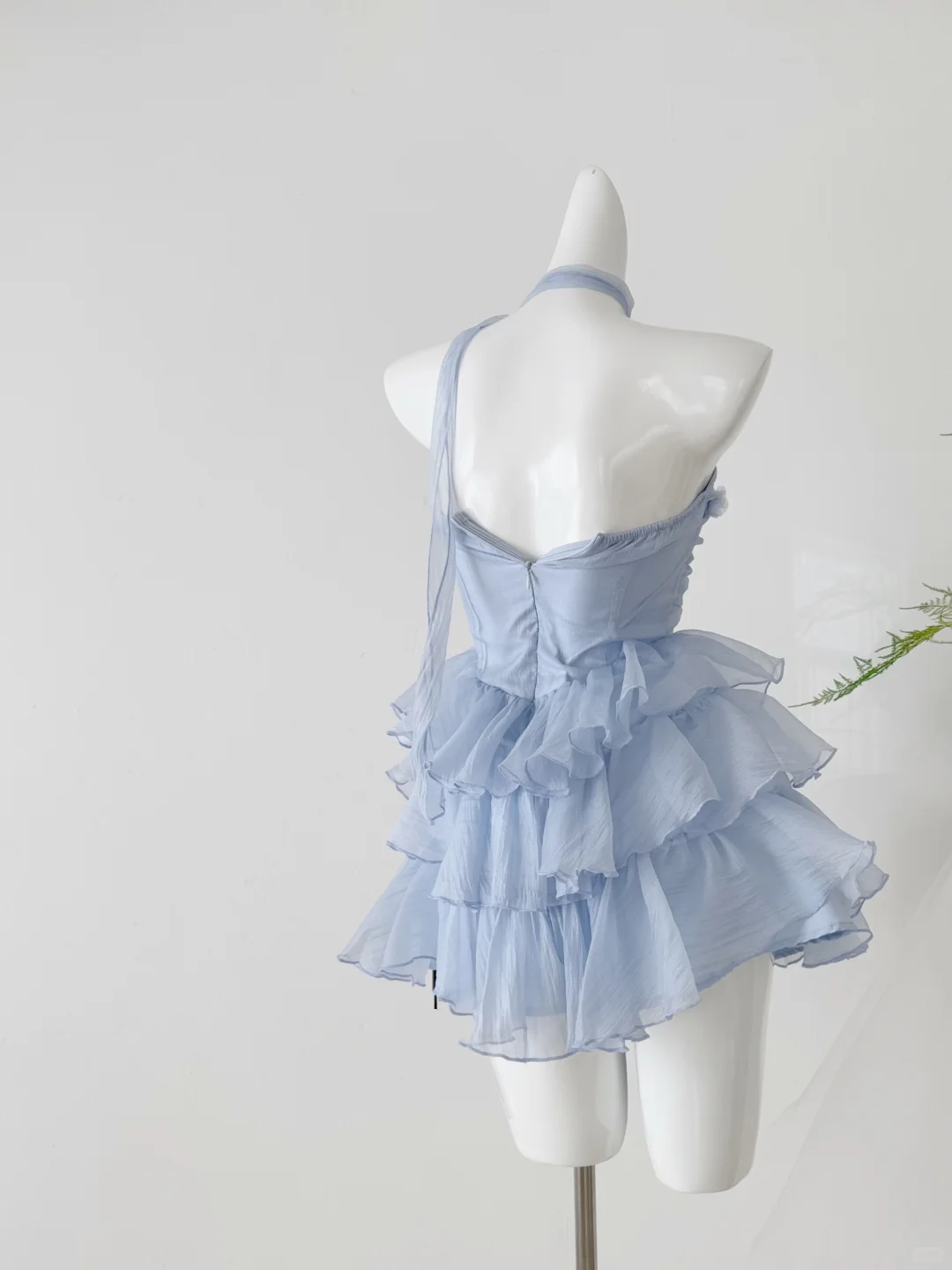 Classy Strapless Blue Chiffon Layered A Line Short Homecoming Dress Birthday Dress D3132