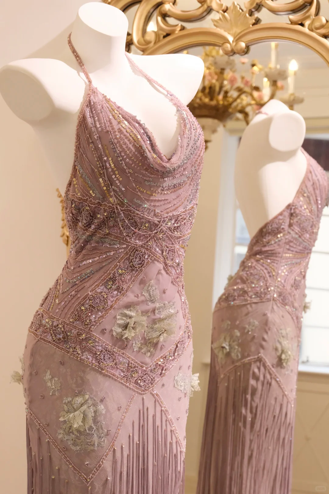 Elegant Halter Chiffon Sequin Beaded Mermaid Prom Dress Pink Backless Birthday Party Gown D2748