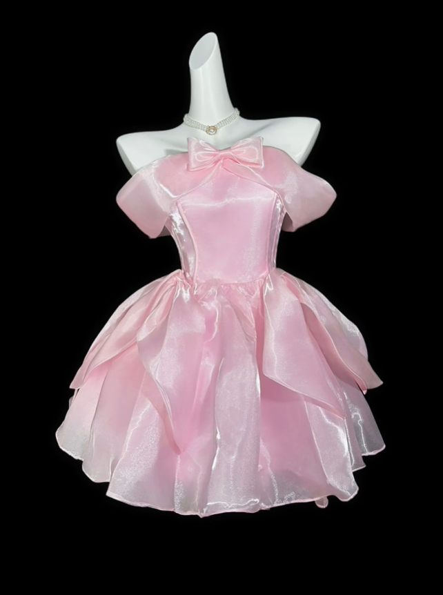 Pretty Pink Off The Shoulder Tulle A Line Short Birthday Outfits Homecoming Dress D4210