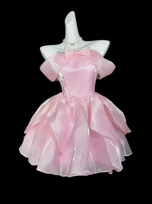 Pretty Pink Off The Shoulder Tulle A Line Short Birthday Outfits Homecoming Dress D4210