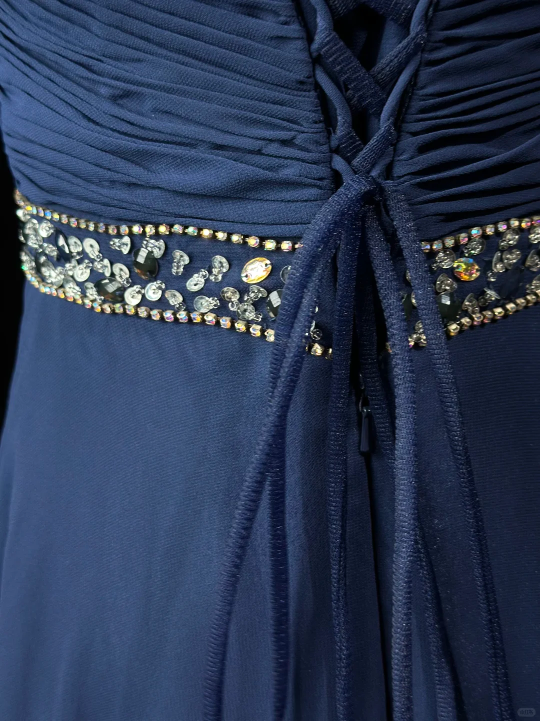 Elegant Off The Shouler Navy Blue Chiffon Beaded A  Line Long Party Dress Evening Dress D2511