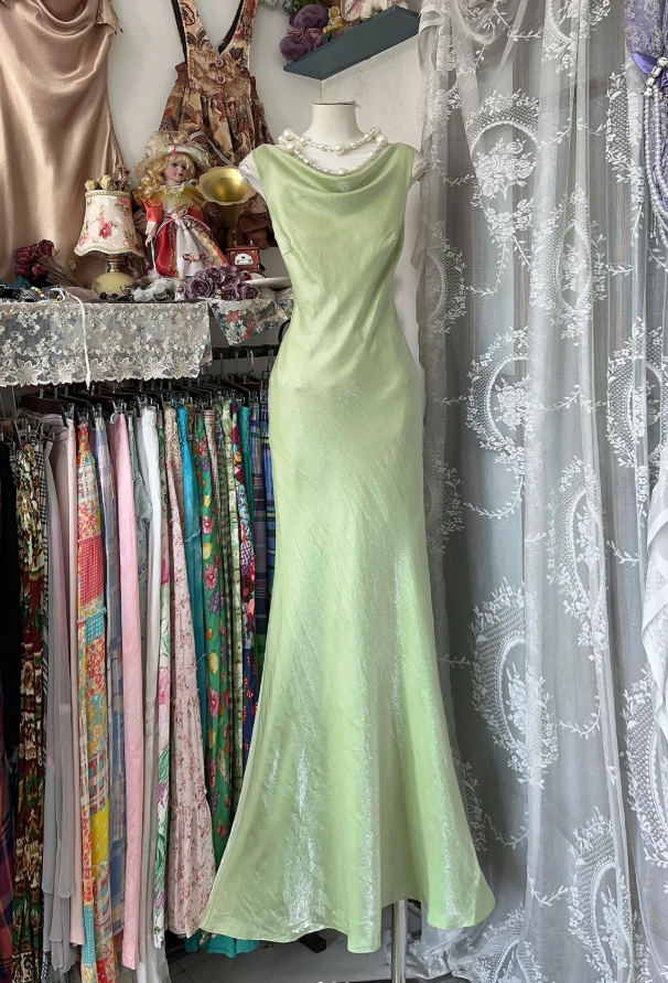 Classy Light Green Sleeveless Satin Mermaid Long Party Dress Evening Gown D1617