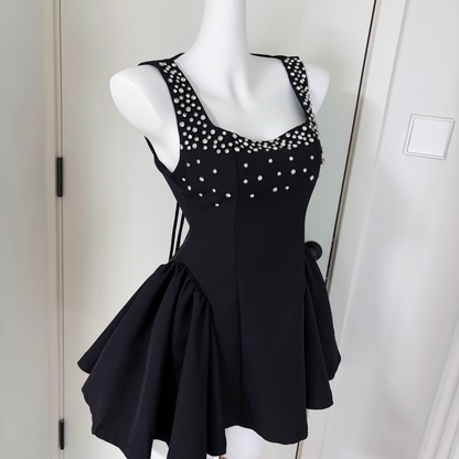 Black A Line Sleeveless Short Birthday Dress Cocktail Dress S220