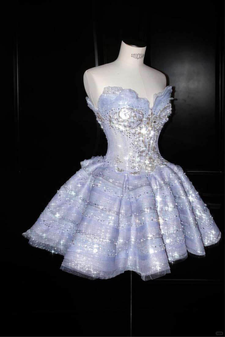 Glitter Strapless Blue Tulle Sequin Beaded A Line Short 7th Grade Homecoming Dress Birthday Dress D3005
